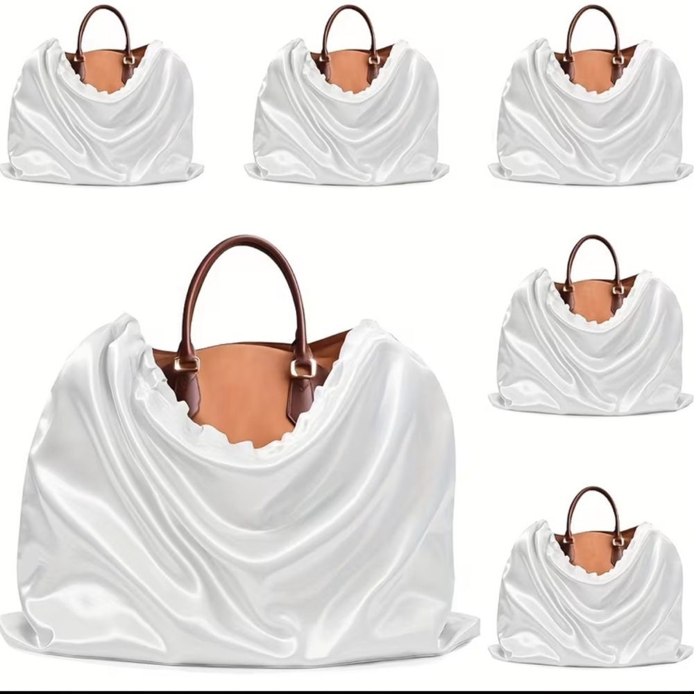 2 WHITE SATIN LIKE PROTECTIVE BAG COVER - Picture 2 of 3